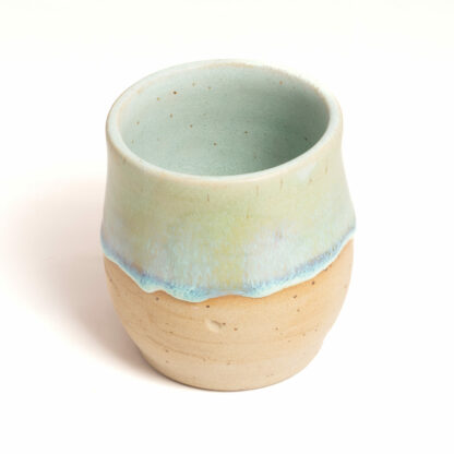 Minty-green tumbler, dripping glaze, big