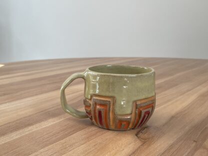 Geometrically carved mug - fire - Image 2