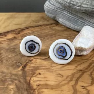 Blue inception stick earrings with white gold details