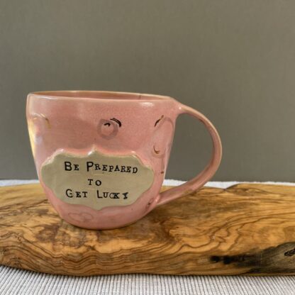 Pink sparkly unicorn mug "Be prepared to get lucky" - Image 2