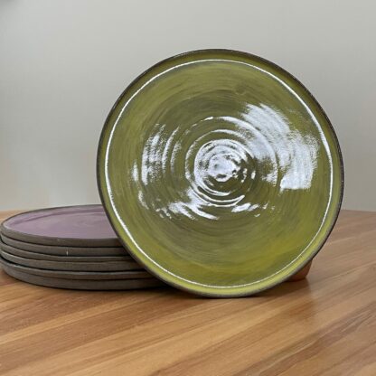 Yellow dinner plate with subtle spiral