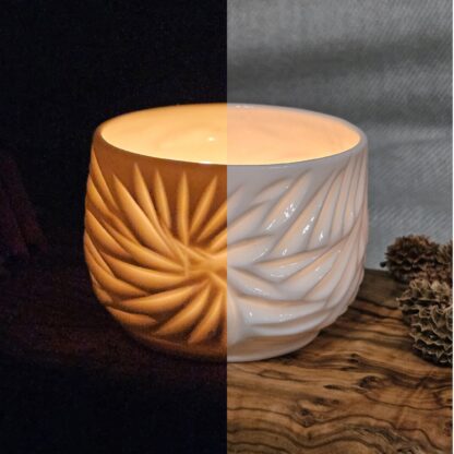 Porcelain luminary with carvings