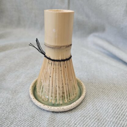 Spotted chasen/matcha whisk holder with green