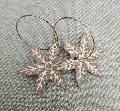 Gingerbread snowflake earrings