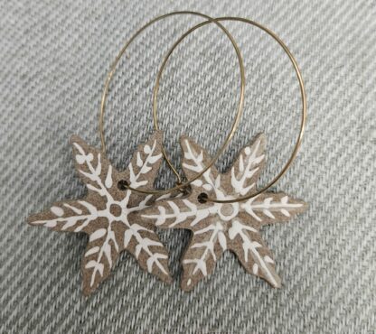 Gingerbread snowflake earrings