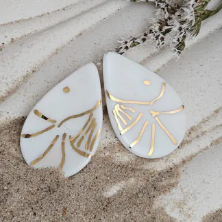 Fine ceramic fine ceramic porcelain hypoallergenic stud designer earrings for sensitive ears - hand-painted artisan shrimps with 22k gold plating