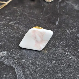 Rose pink fine ceramic porcelain pin - embossed crocheted pattern