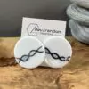 Round clips with white gold and blue helix