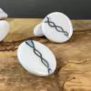 Round earrings with white gold and blue helix