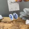 Blue hexagonal napkin earrings - Image 2