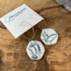 Green hexagonal napkin earrings