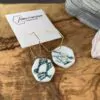 Green hexagonal napkin earrings