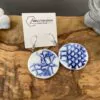 Blue round napkin earrings