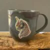 Pinkish-green sparkly unicorn mug "Are you fascinated by slowly flowing water?"