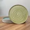 Yellow dinner plate with white spiral