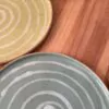 Yellow dinner plate with white spiral - Image 3