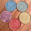 Yellow dinner plate with white spiral - Image 5