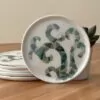 Porcelain ring plate,   painted,   with mother of pearl (tiled plant)